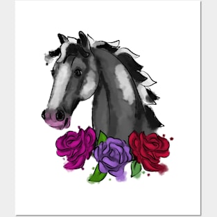 Horse with flowers Posters and Art